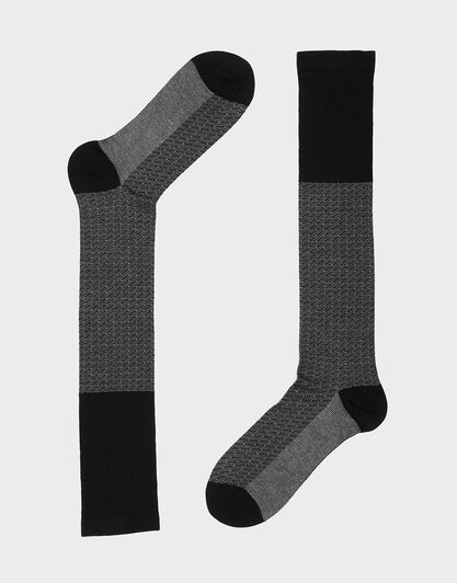 Calza  lunga uomo in bamboo, nero e grigio, , LOVABLE