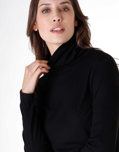 Maglia donna a maniche lunghe e collo alto Basic Warm, nero, , LOVABLE