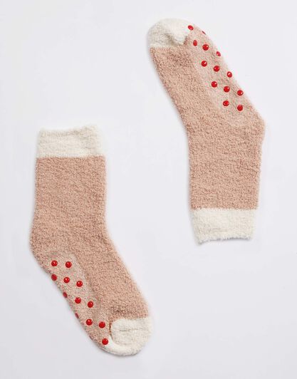 Calzini Warm and Cuddle Slipper, rosa e avorio, , LOVABLE