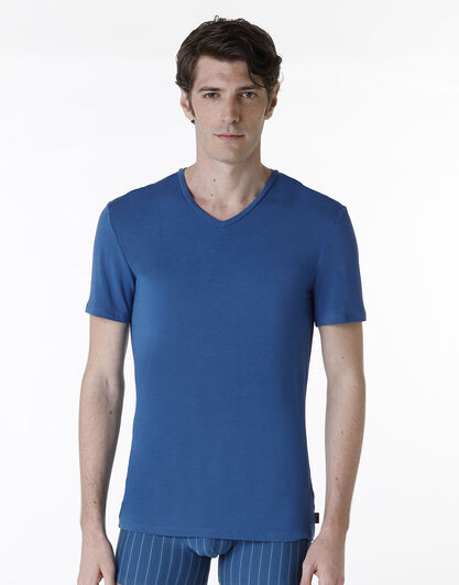 T-shirt scollo a V Elegant Jacquard Micromodal, ottanio, , LOVABLE