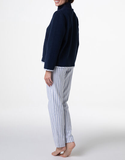 Homewear Chiuso con mezza Zip in Flanella e Pelliccetta, blu notte, , LOVABLE