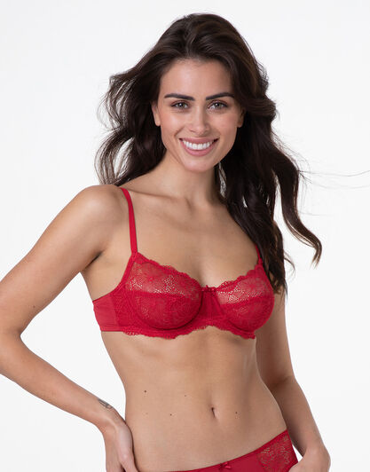 Reggiseno Balconette con Ferretto Pretty Lace in pizzo, rosso, , LOVABLE