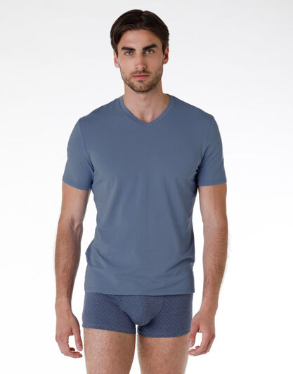 T-shirt uomo in cotone modal, denim blu, , LOVABLE