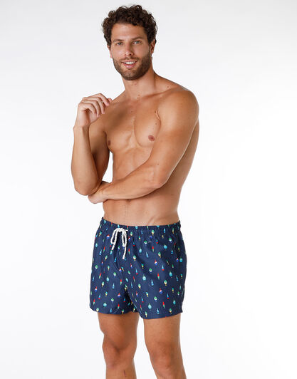 Costume boxer in tessuto mano pesca, blu navy, , LOVABLE