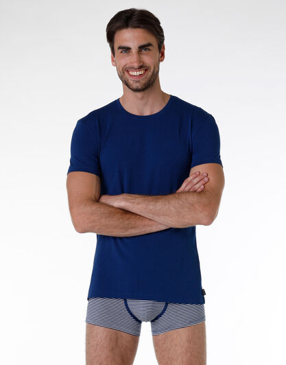 T-shirt manica corta uomo in cotone modal, blu, , LOVABLE