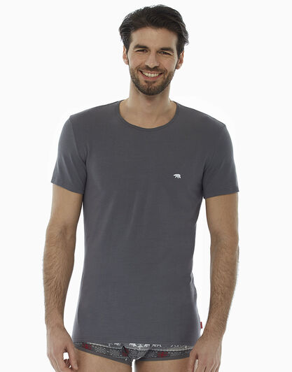 T-Shirt girocollo grigio medio in cotone elasticizzato , , LOVABLE