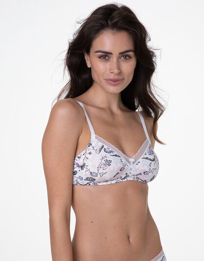 Reggiseno senza Ferretto My Daily Comfort Printed in microfibra, avorio stampa giardino, , LOVABLE