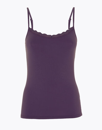 Top Basic Soul in viscosa e pizzo, tornado scuro, , LOVABLE
