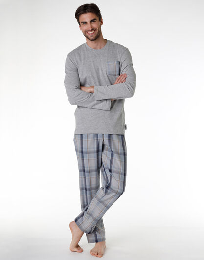 Pigiama uomo in jersey di cotone, grigio melange, , LOVABLE