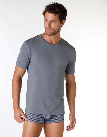 T-shirt uomo in cotone modal, antracite, , LOVABLE