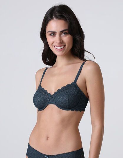 Reggiseno con Ferretto Graphic Lace in pizzo, ottanio, , LOVABLE