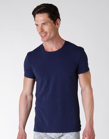 Tshirt in cotone con girocollo, blu navy, , LOVABLE