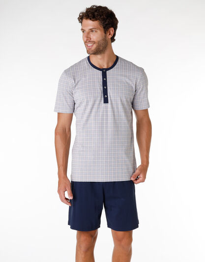 Pigiama corto uomo in 100% cotone, grigio stampato, , LOVABLE