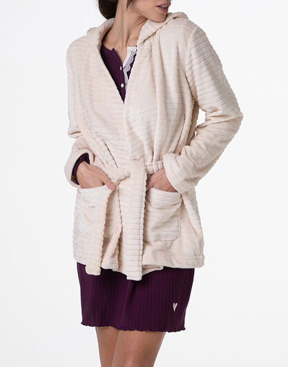 Vestaglia in Pelliccetta Jacquard, avorio perlato, , LOVABLE
