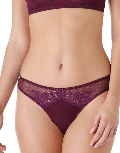 Brasiliano in microfibra e pizzo posh lace, bordeaux, , LOVABLE