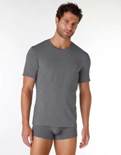 T-shirt uomo in cotone modal, grigio melange, , LOVABLE