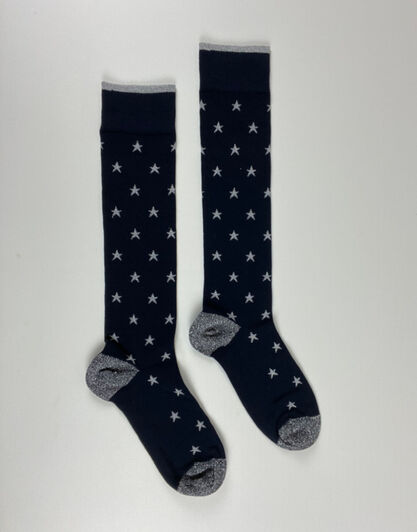 Calza lunga Fancy Allover, blu con stelline argento, , LOVABLE