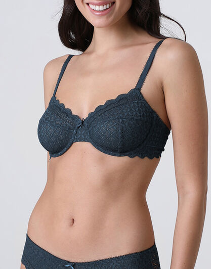 Reggiseno con Ferretto Graphic Lace in pizzo, ottanio, , LOVABLE