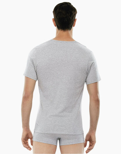 T-shirt 100% Pure Cotton grigio melange in cotone con scollo a V-LOVABLE