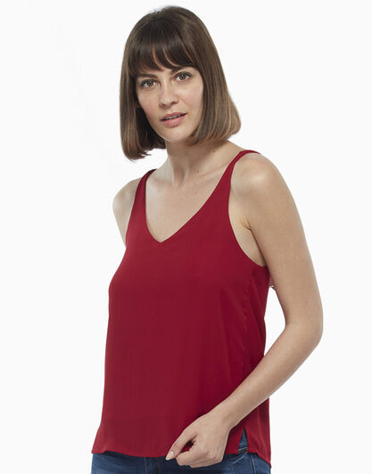 Top con doppia spallina sul retro rosso, in georgette , , LOVABLE