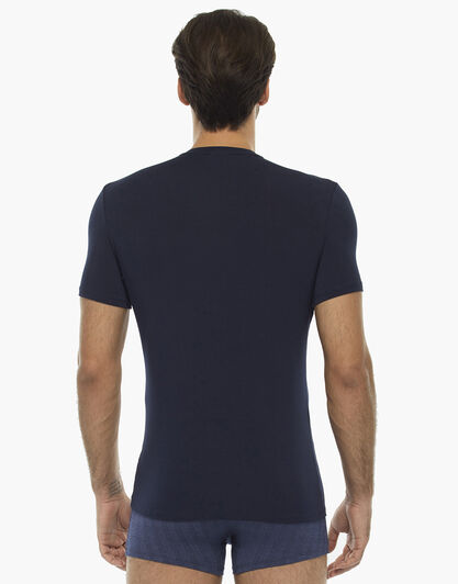 T-shirt manica corta blu notte in micromodal con scollo a V, , LOVABLE