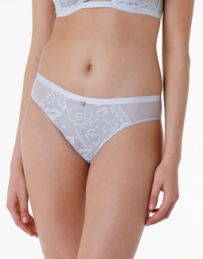 Slip Anniversary Lace in pizzo riciclato e tulle, azzurro, , LOVABLE