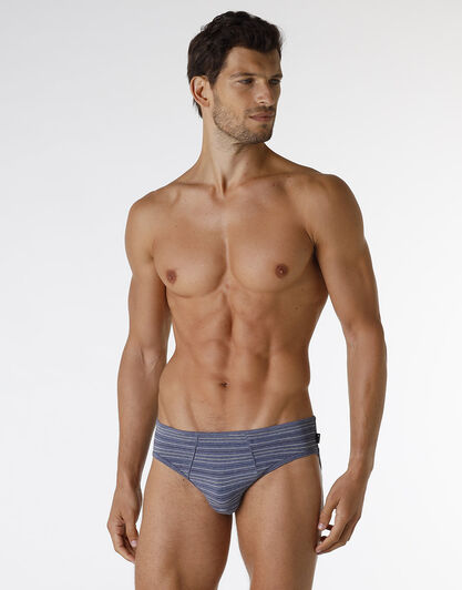 Slip Rephined Cotton Modal, blu melange a righe, , LOVABLE
