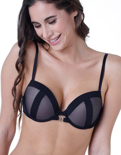 Reggiseno push up in tulle e microfibra Sensual Mesh, nero, , LOVABLE