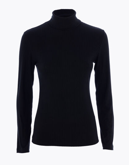 Maglia donna a maniche lunghe e collo lupetto, nero, , LOVABLE