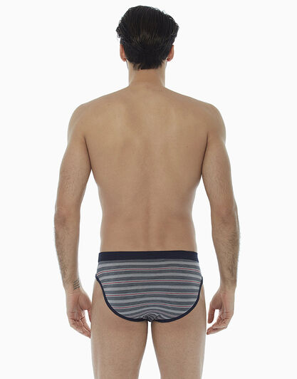 Slip blu rigato multicolor in cotone elasticizzato, , LOVABLE