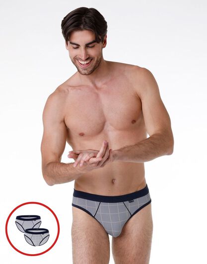 Slip Bipack uomo in cotone modal, grigio e blu, , LOVABLE