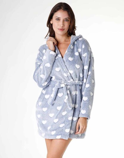 Vestaglia in pelliccetta, blu polvere, , LOVABLE