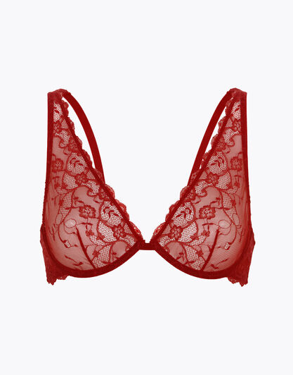 Reggiseno ferretto in pizzo e tulle, rosso, , LOVABLE