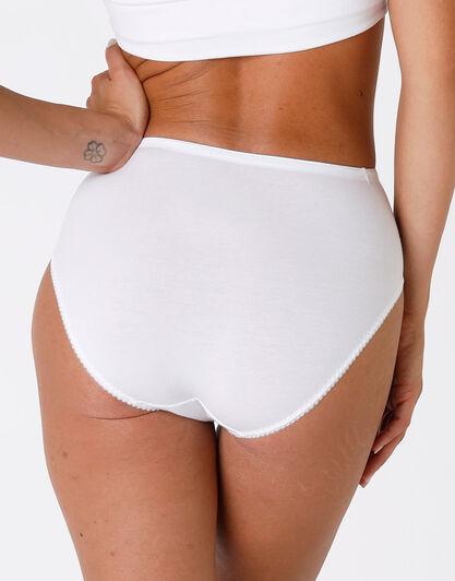 Slip midi Lovely Charme bianco in cotone elasticizzato con pizzo-LOVABLE