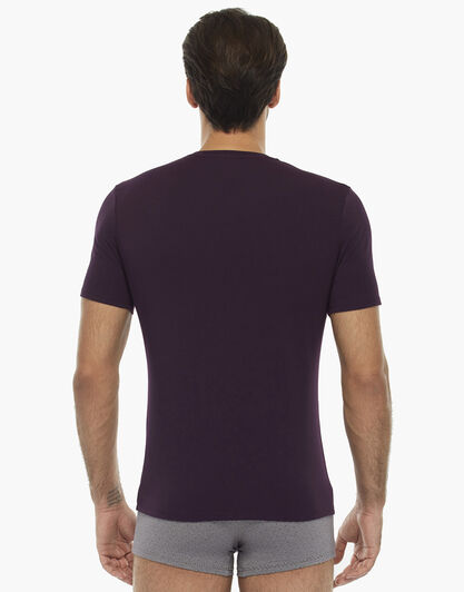 Maglia manica corta girocollo bordeaux, in cotone modal , , LOVABLE