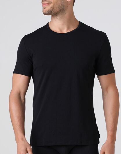 T-shirt girocollo Supima Premium Cotton in cotone elasticizzato, nero, , LOVABLE