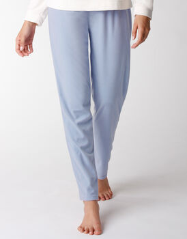 Pantalone pigiama donna in micropile, azzurro, , LOVABLE