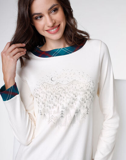Pigiama in interlock di cotone, avorio con stampa paesaggio, , LOVABLE