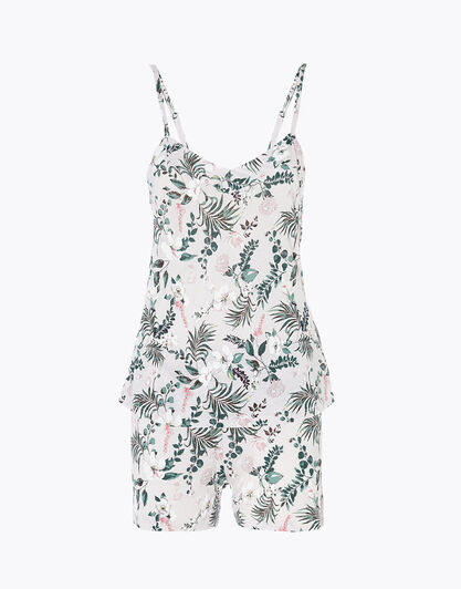 Pigiama corto donna in 100% cotone modal, stampa tropicale, , LOVABLE