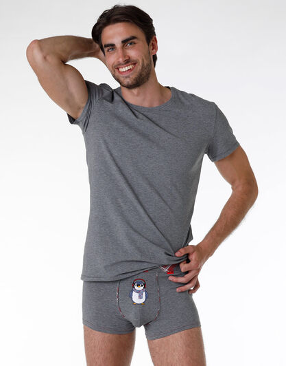T-shirt uomo in cotone elasticizzato, grigio melange, , LOVABLE