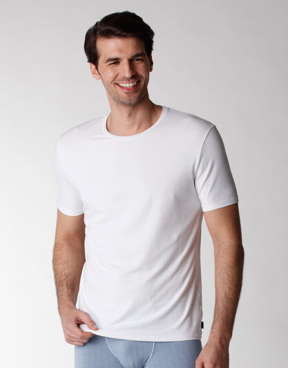 T-shirt manica corta uomo in cotone modal, bianco, , LOVABLE