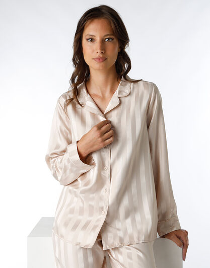 Pigiama lungo aperto in Satin, mandorla, , LOVABLE