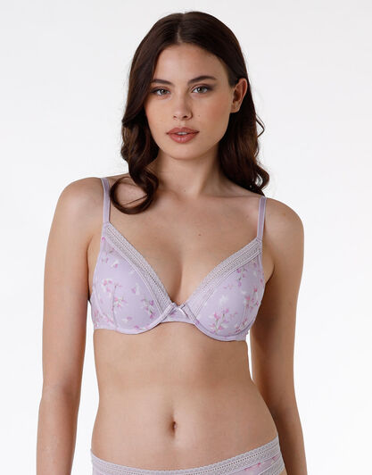 Reggiseno super push-up in tulle e pizzo Blossom Tulle, lavanda, , LOVABLE