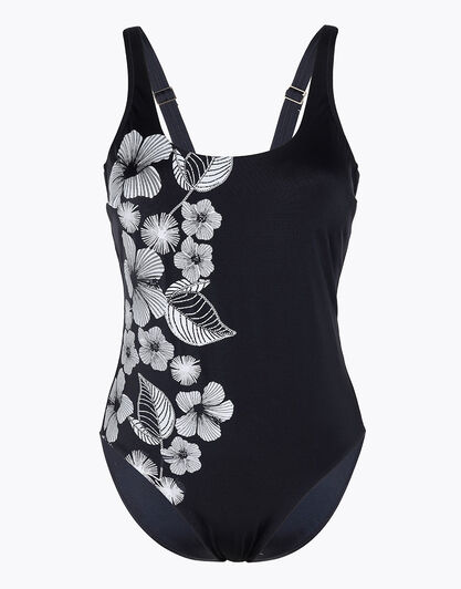 Costume intero senza ferretto Printed Shaping Micro in microfibra, nero stampato, , LOVABLE