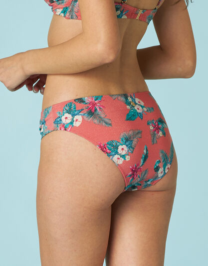 Costume Slip con arricci Printed Lurex in microfibra, salmone stampa tropicale, , LOVABLE