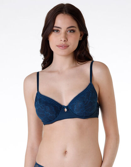 Reggiseno con ferretto Contemporary Lace in pizzo riciclato, blu ottanio, , LOVABLE