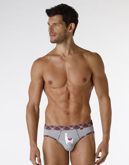 Slip Printed Stretch Cotton, grigio melange con stampa alpaca, , LOVABLE