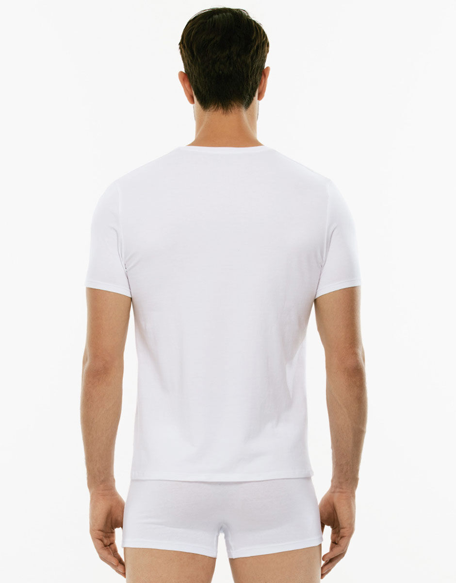 T shirt girocollo Supima Premium Cotton in cotone elasticizzato bianca