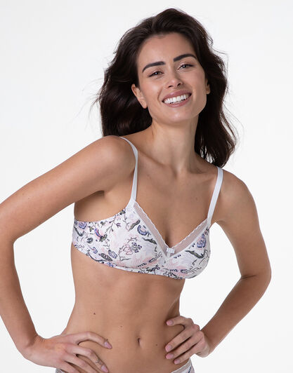 Reggiseno senza Ferretto My Daily Comfort Printed in microfibra, avorio stampa giardino, , LOVABLE