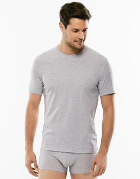 T-shirt girocollo Premium Cotton grigio melange in cotone elasticizzato di alta qualità-LOVABLE